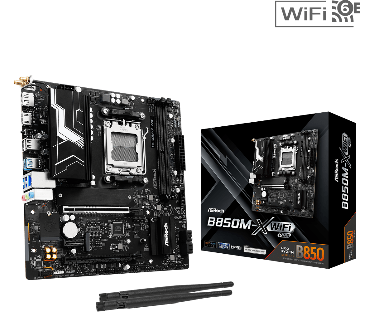 ASRock B850M-X WiFi R2.0 AM5 AMD B850 SATA 6Gb/s USB 3.2 Dual